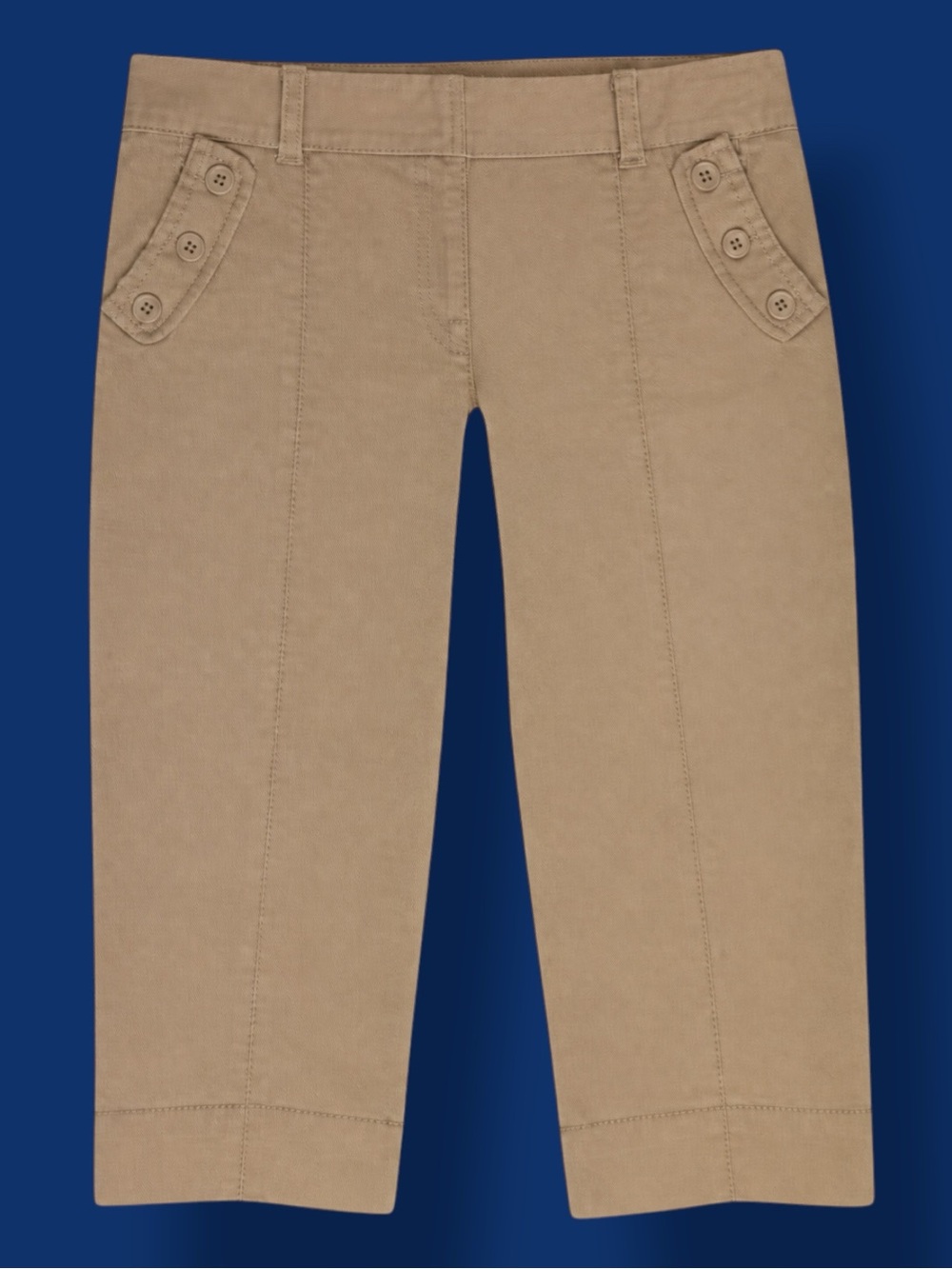 Ann Taylor Loft Capris Khaki Crop Pintuck Seam Button Utility Pants Coastal 12